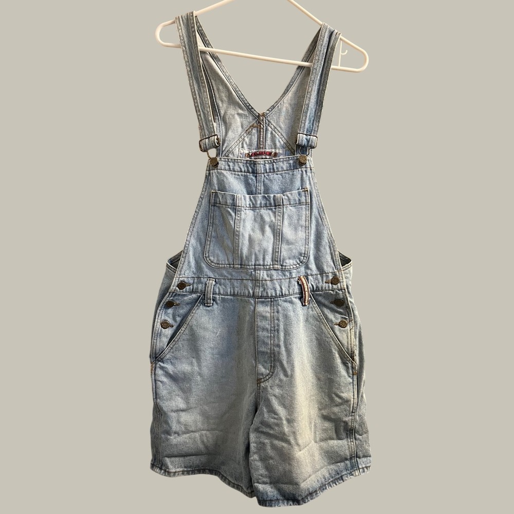 ABE Jeans Denim Shortalls Unisex Small Light Wash Vintage 90s Made in USA 4392 - Picture 1 of 13